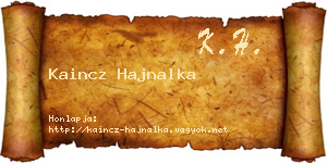 Kaincz Hajnalka névjegykártya
